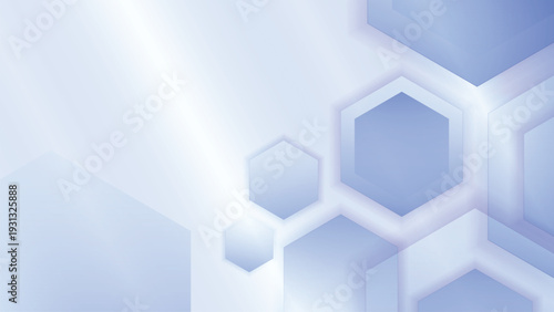 Minimal blue abstract background featuring layered polygon shapes and soft gradient lighting.