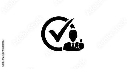 Businessman with Checkmark Approval Icon.