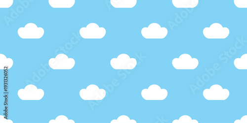 cloud seamless pattern blue sky fluffy vector cartoon doodle tile background gift wrapping paper repeat wallpaper illustration design scarf isolated