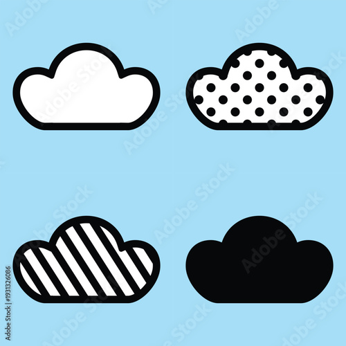 cloud vector polka dot striped graphic cartoon icon pattern doodle illustration design