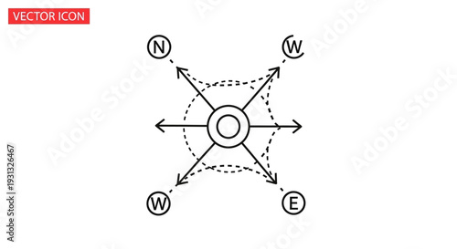 Compass rose navigation symbol icon.