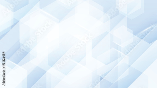 Minimal blue abstract background featuring layered polygon shapes and soft gradient lighting.