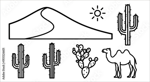 Desert animals and cactus plants.