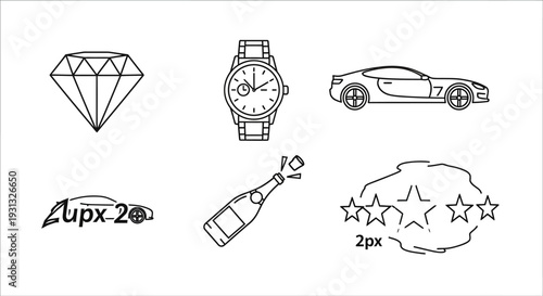 Diamond watch car bottle stars.