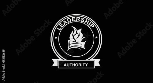 Leadership authority logo with flame book.
