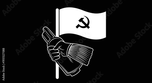 Фотография Hand holding communist party flag symbol.