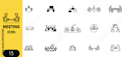 Meeting icons set for business and office use