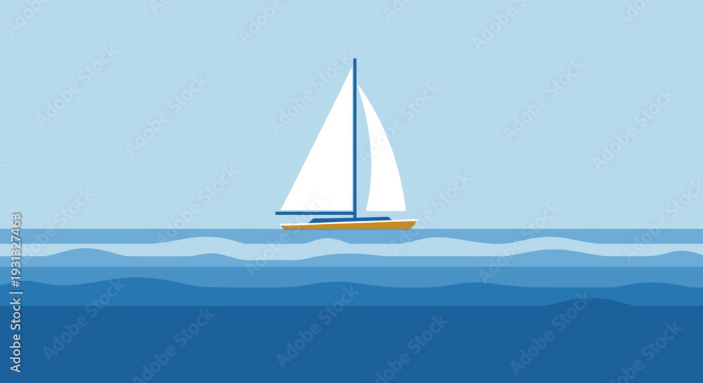 Naklejka premium Sailboat on the ocean water sailing.