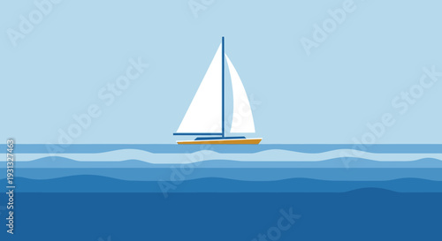 Sailboat on the ocean water sailing.