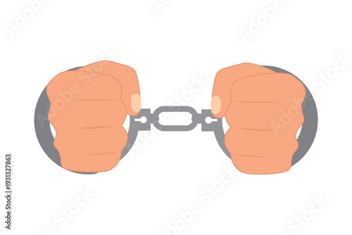 Human hands in handcuffs