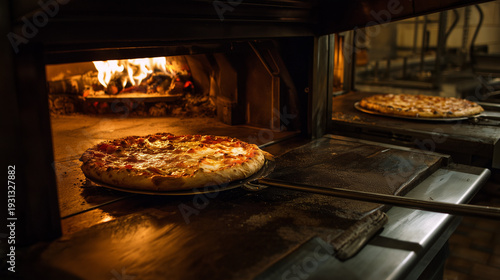 pizza in oven