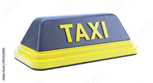 3D Rendering of a Black and Yellow Taxi Sign