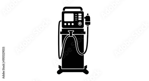 Essential medical ventilator machine silhouette icon representing critical care equipment and modern healthcare technology in hospitals and clinics