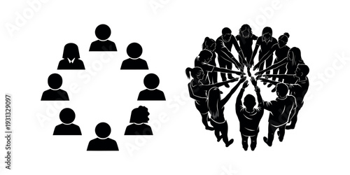 Network and teamwork silhouette illustration
