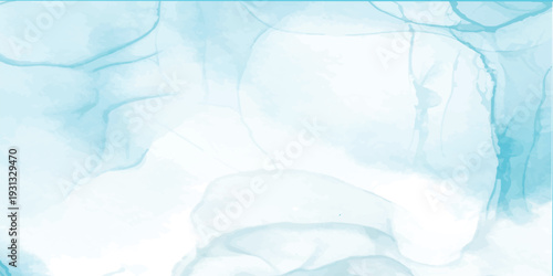 A textured abstract blue background featuring frozen ice and white watercolor patterns inspired by winter nature