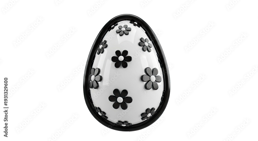 Fototapeta premium Easter Egg with Black and White Flower Pattern