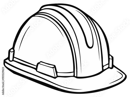 Black and white illustration of a construction hard hat safety helmet protection gear headwear
