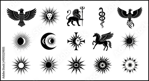Collection of symbolic icons and logos.