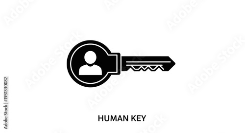 Human key icon with silhouette.
