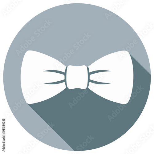 White Bowtie Icon within Circle, Formal Wear Element for Design Projects