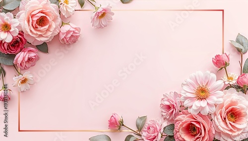Soft pastel floral frame background elegant feminine design for womens day theme