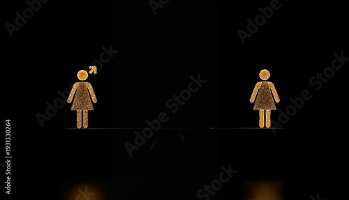 Balanced scale with male and female symbols equality and gender rights concept