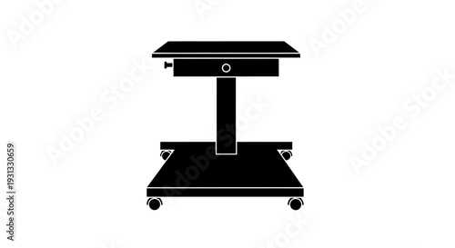 Minimalist vector silhouette of a versatile mobile medical cart or instrument trolley, ideal for hospitals and clinics and laboratories