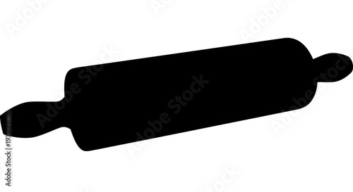 A simple black silhouette of a classic rolling pin, ideal for baking and cooking illustrations
