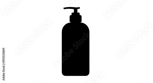 Clean black silhouette vector icon of a pump dispenser bottle, perfect for depicting personal hygiene, skincare, or liquid soap, shampoo, and hand sanitizer in a versatile design