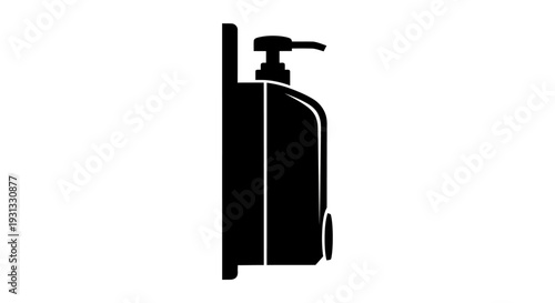 Silhouette of a wall-mounted soap dispenser with a pump, perfect for hygiene and cleaning product designs