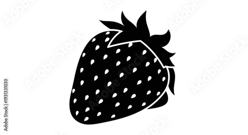 Pure single strawberry vector silhouette. Clean graphic element for icons, healthy food symbols, or sweet dessert designs. Highlights classic, appealing fruit shape