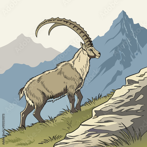 mountain goat on a mountain road