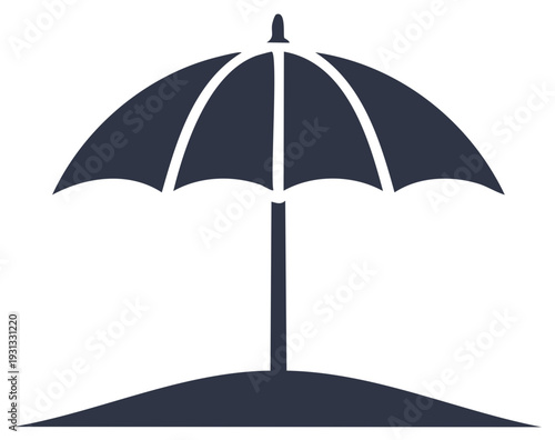 Simple illustration of beach umbrella on sand for sun protection