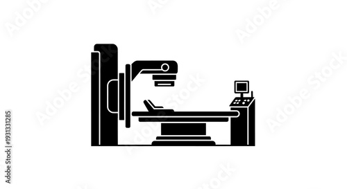 Medical X-ray Scanning Machine Silhouette Icon Represents Diagnostic Imaging Technology and Healthcare Equipment