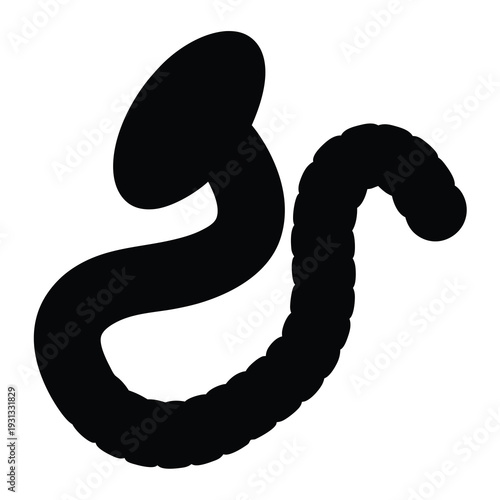 Stylized earthworm or parasite rendered in black on a white background