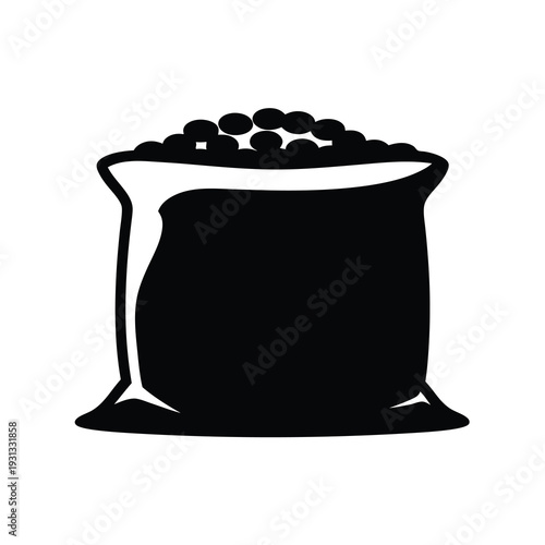 Silhouette illustration of a jute sack filled with some round object