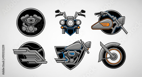 Collection of Motorcycle Icons and Emblems.
