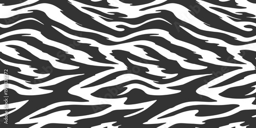 zebra seamless pattern. black and white stripped background. abstract organic pattern. vector background for fabric design, wrapping paper, textile and wallpaper.