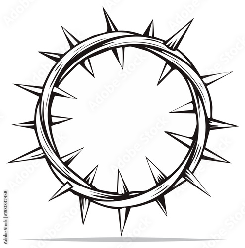 Stylized illustration of a crown of thorns with sharp spikes a religious symbol of suffering and sacrifice