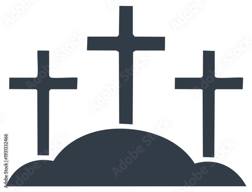 Three crosses on a hill iconic religious symbol of sacrifice and resurrection