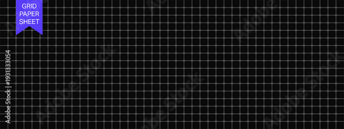 Dark blueprint grid background. Square graph paper texture. Technical sheet template.