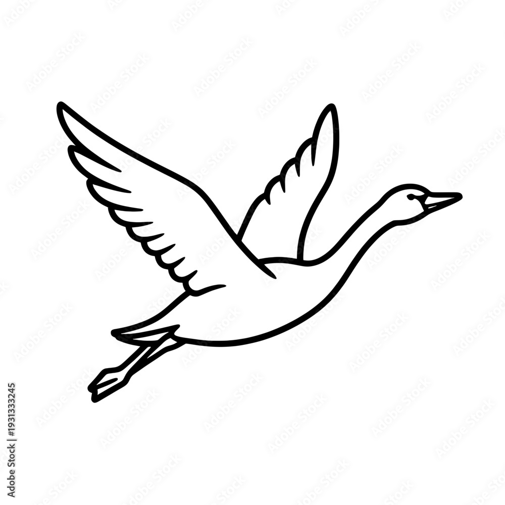 Obraz premium Flying Duck Line Icon for Web Interface