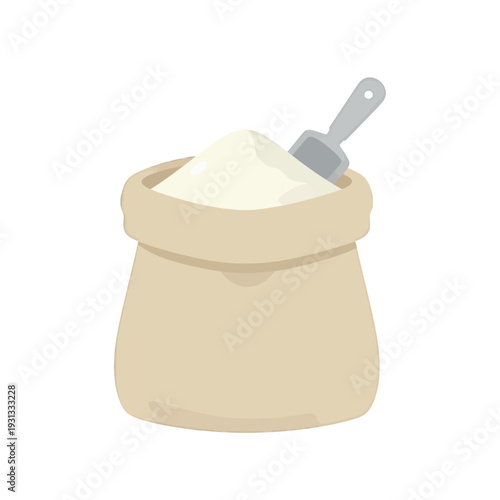 Flour Bag with Spatula Cooking Ingredient UI Icon for App Interface