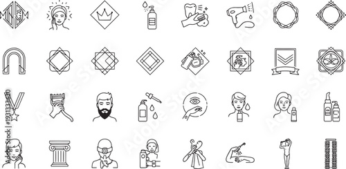 Black and white line for grooming and beauty products line black and white toiletries personal care