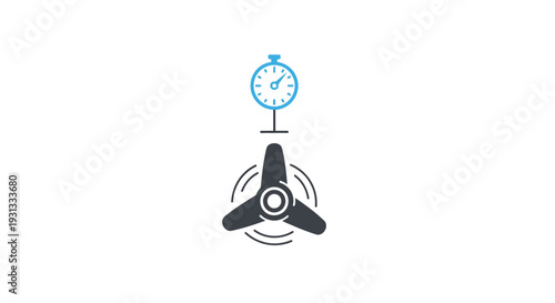 Clock and Fan Icon Representing Time and Technology.