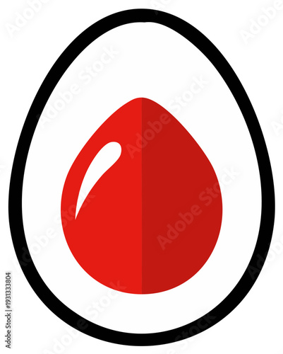 Stylized Red Egg with Black Outline