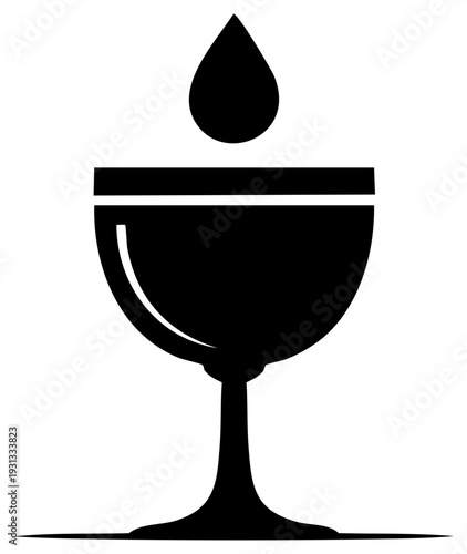 Symbol of spiritual communion a chalice with a water droplet symbolizing baptism or holy water