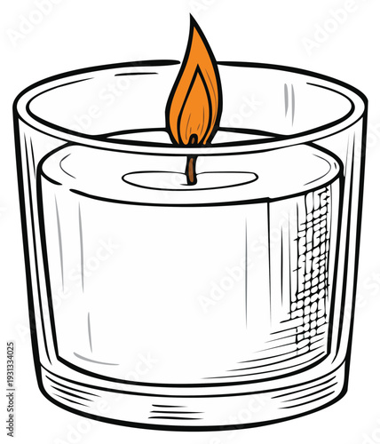 Burning Candle in Glass Holder Vector Illustration