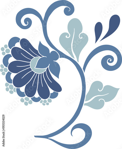 Blue Ornamental Floral Element – Vintage Decorative Design