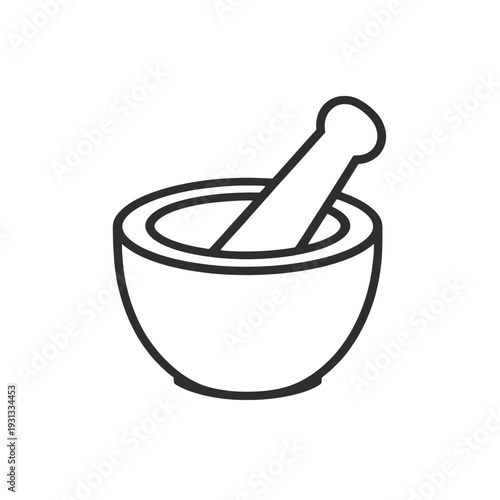 Line Mortar and Pestle Kitchen Tool UI Icon for App Interface
